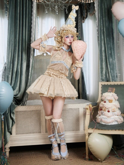 French Rococo Style Elastic Waist Lace Skirt Pants【s0000017223】