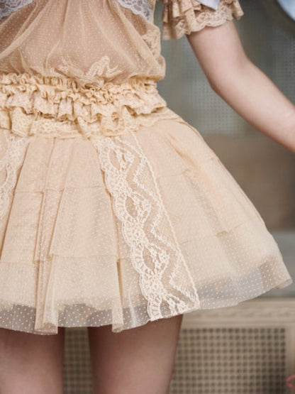 French Rococo Style Elastic Waist Lace Skirt Pants【s0000017223】