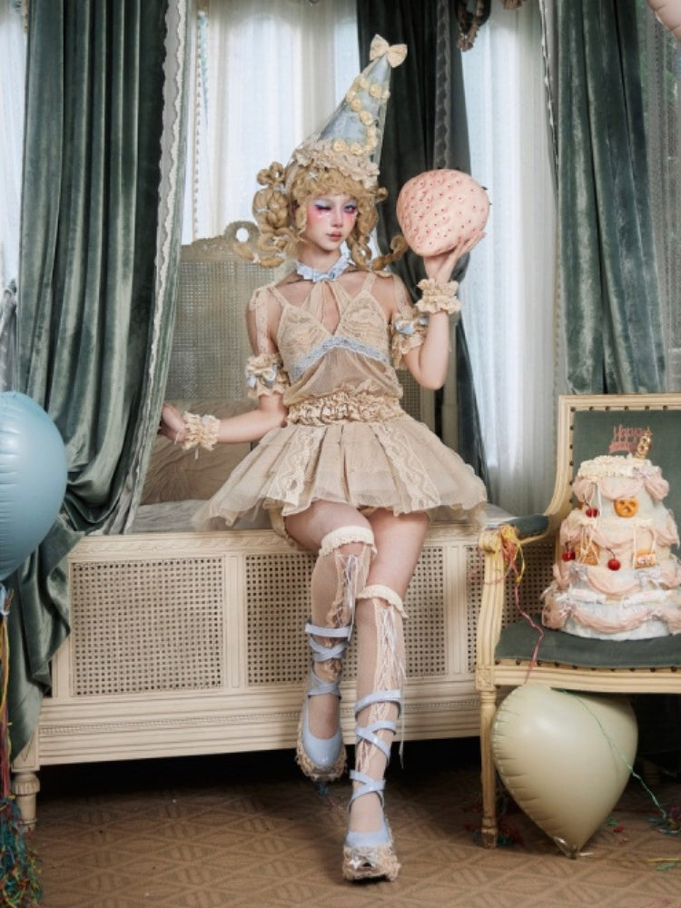 French Rococo Style Elastic Waist Lace Skirt Pants【s0000017223】