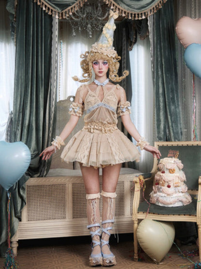 French Rococo Style Elastic Waist Lace Skirt Pants【s0000017223】