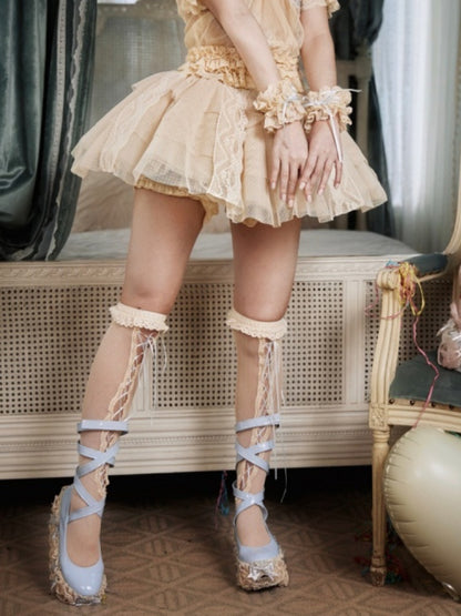 French Rococo Style Elastic Waist Lace Skirt Pants【s0000017223】