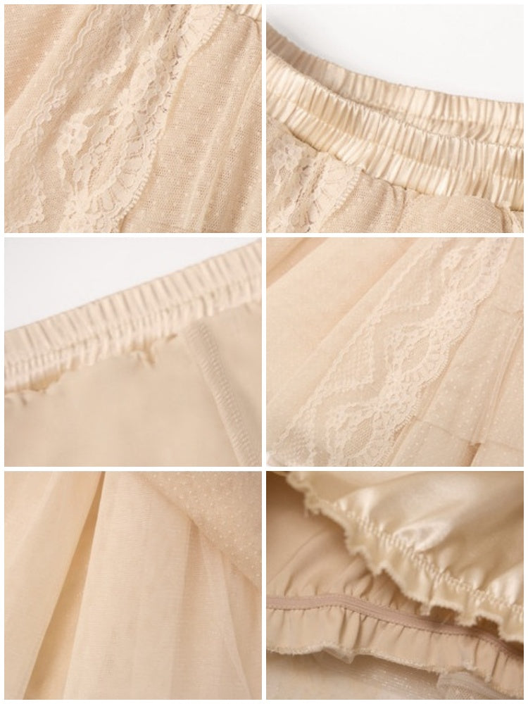 French Rococo Style Elastic Waist Lace Skirt Pants【s0000017223】