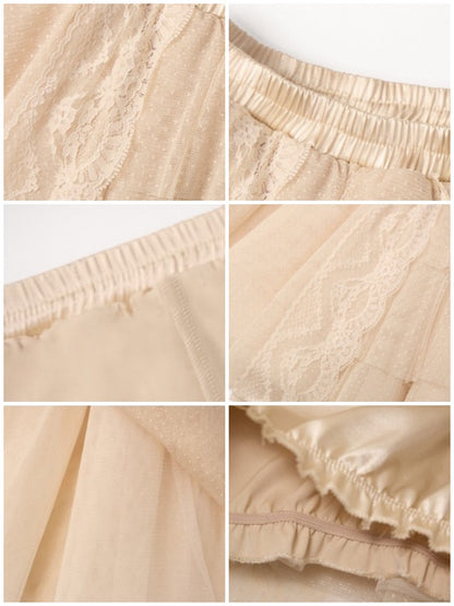 French Rococo Style Elastic Waist Lace Skirt Pants【s0000017223】