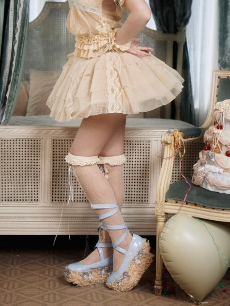 French Rococo Style Elastic Waist Lace Skirt Pants【s0000017223】