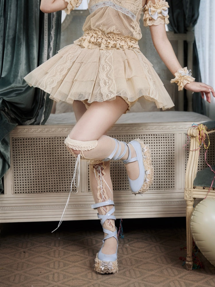 French Rococo Style Elastic Waist Lace Skirt Pants【s0000017223】