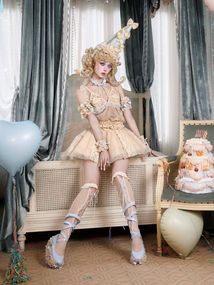French Rococo Style Elastic Waist Lace Skirt Pants【s0000017223】