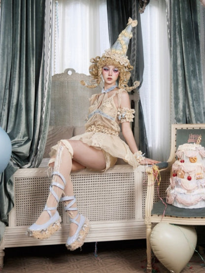 French Rococo Style Elastic Waist Lace Skirt Pants【s0000017223】