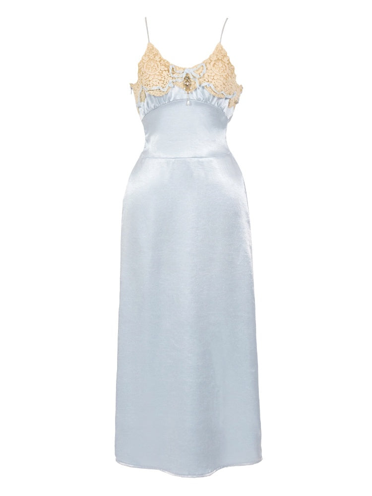 French Rococo Style Bow Satin Slip Dress【s0000017225】