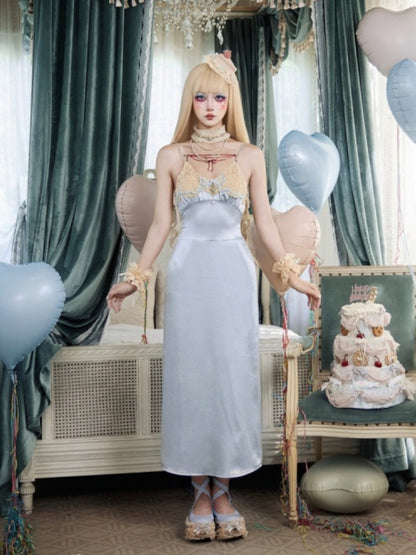 French Rococo Style Bow Satin Slip Dress【s0000017225】