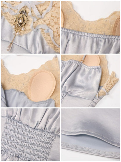 French Rococo Style Bow Satin Slip Dress【s0000017225】