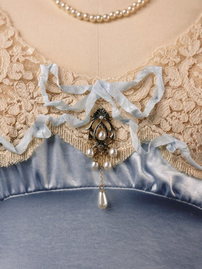 French Rococo Style Bow Satin Slip Dress【s0000017225】