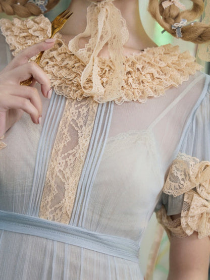 Vintage-Style Sheer Lace Dress【s0000017227】