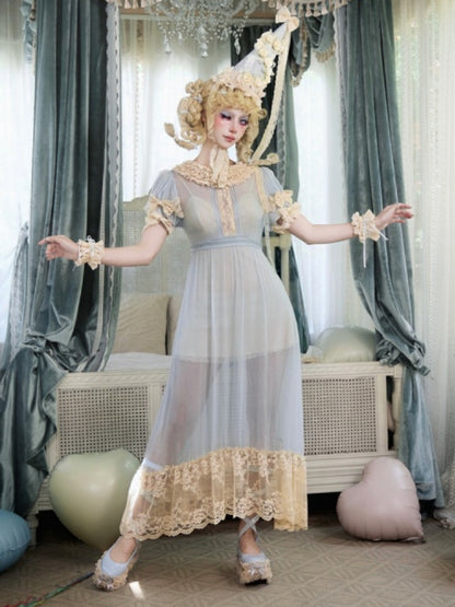Vintage-Style Sheer Lace Dress【s0000017227】
