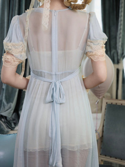 Vintage-Style Sheer Lace Dress【s0000017227】