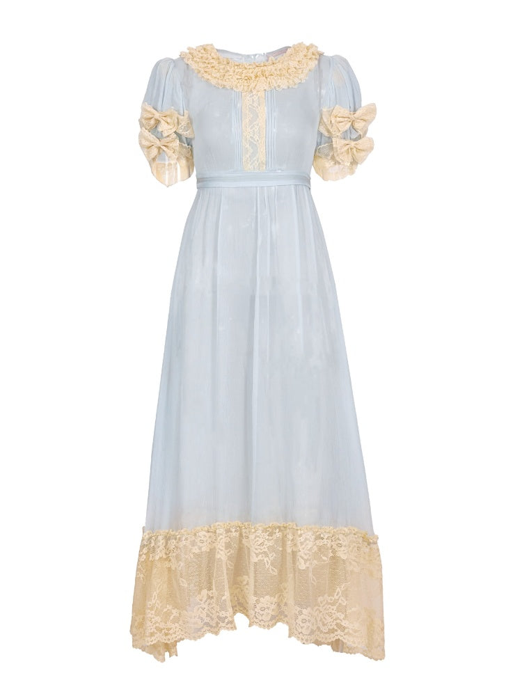 Vintage-Style Sheer Lace Dress【s0000017227】