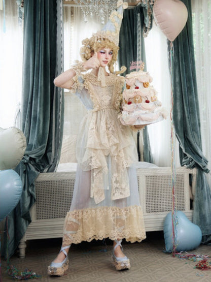 Vintage-Style Sheer Lace Dress【s0000017227】