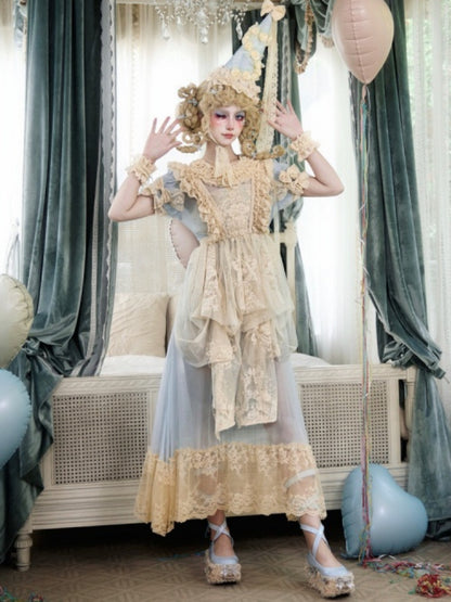 Vintage-Style Sheer Lace Dress【s0000017227】