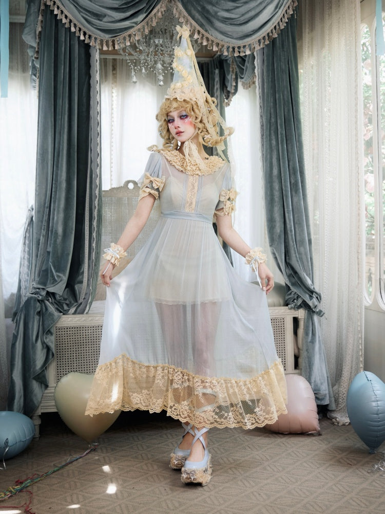 Vintage-Style Sheer Lace Dress【s0000017227】