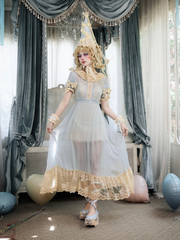 Vintage-Style Sheer Lace Dress【s0000017227】