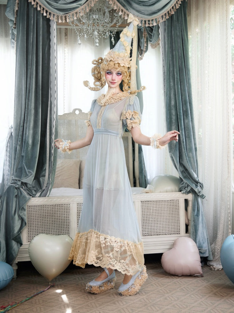 Vintage-Style Sheer Lace Dress【s0000017227】
