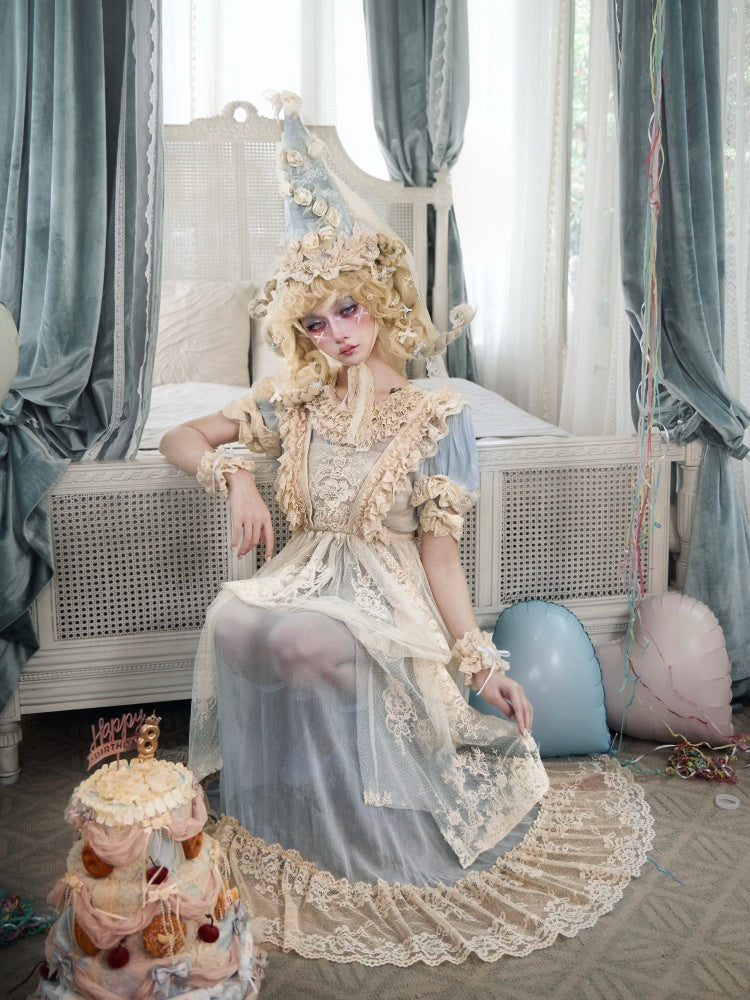Vintage-Style Sheer Lace Dress【s0000017227】