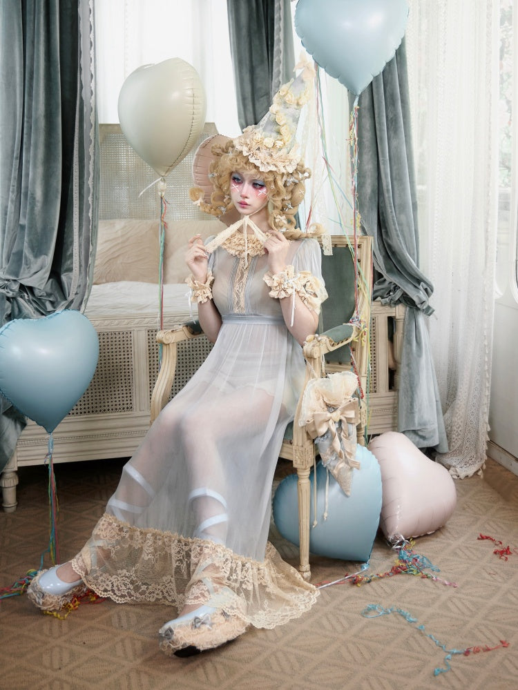 Vintage-Style Sheer Lace Dress【s0000017227】