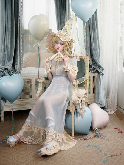 Vintage-Style Sheer Lace Dress【s0000017227】