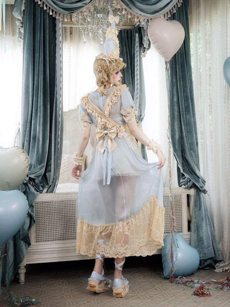 Vintage-Style Sheer Lace Dress【s0000017227】
