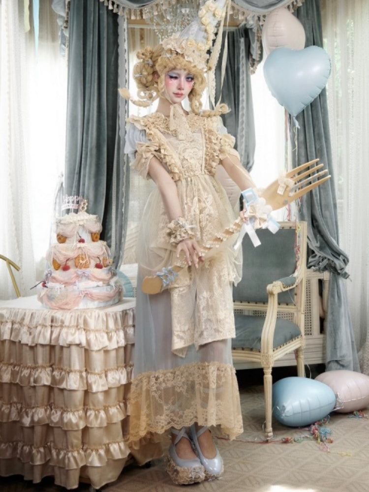 Vintage-Style Sheer Lace Dress【s0000017227】