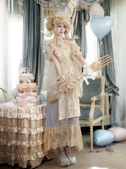 Vintage-Style Sheer Lace Dress【s0000017227】
