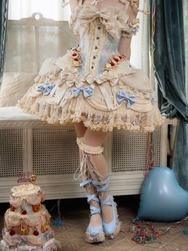 Lace Milky Blue Bow Skirt【s0000017229】
