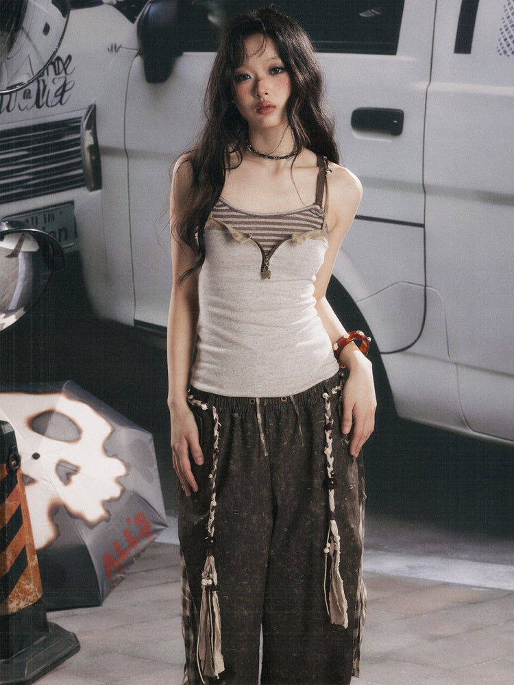 Vintage Waist-Cinching Faux Layered Camisole【s0000017317】