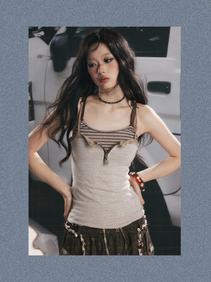Vintage Waist-Cinching Faux Layered Camisole【s0000017317】