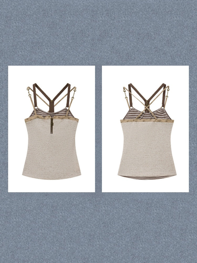 Vintage Waist-Cinching Faux Layered Camisole【s0000017317】