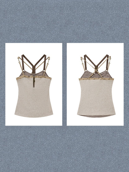 Vintage Waist-Cinching Faux Layered Camisole【s0000017317】