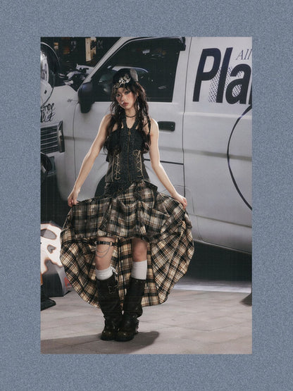 Denim Halter-Neck Lace-Up Backless Sleeveless Tops【s0000017322】