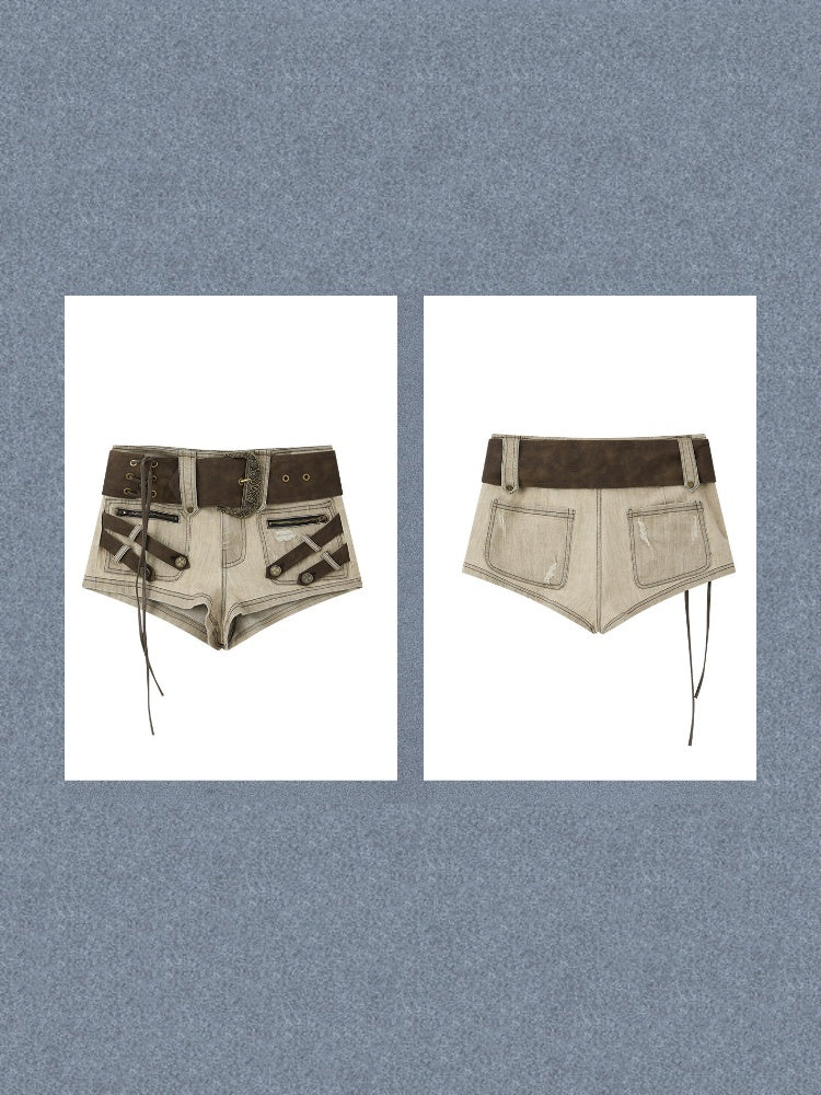Low-Waist Belt Buckle Ultra-Short Pants【s0000017323】