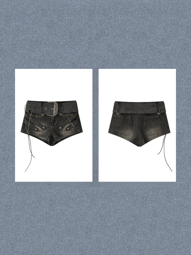 Low-Waist Belt Buckle Ultra-Short Pants【s0000017323】