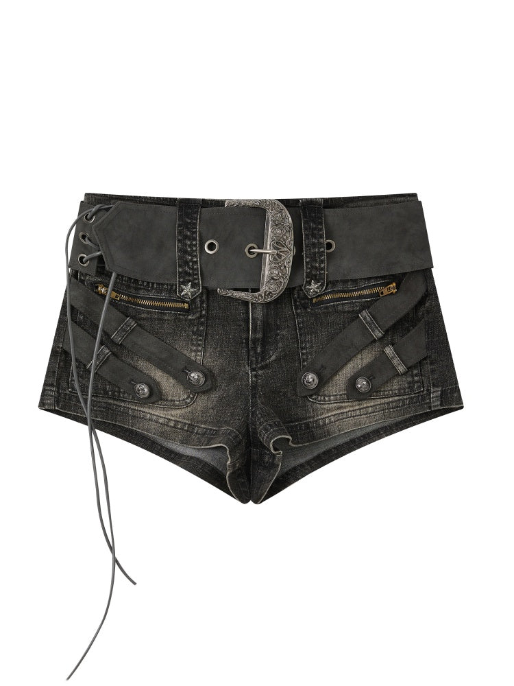 Low-Waist Belt Buckle Ultra-Short Pants【s0000017323】