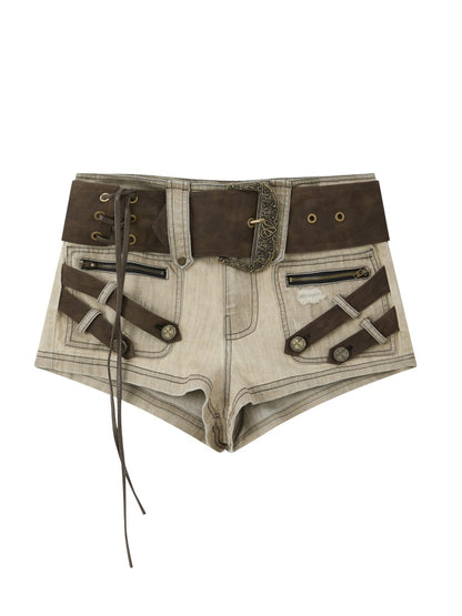 Low-Waist Belt Buckle Ultra-Short Pants【s0000017323】
