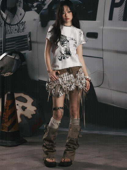 Bow Backless Original Print Short-Sleeve T-Shirt【s0000017324】
