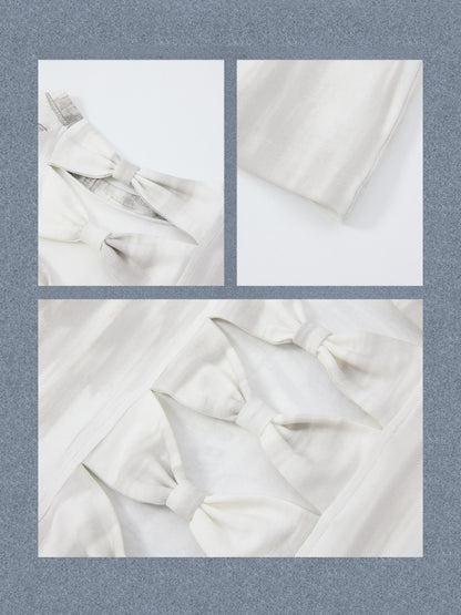 Bow Backless Original Print Short-Sleeve T-Shirt【s0000017324】