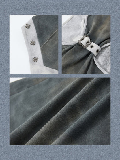 Patchwork Faux Layered Slim Fit Mid-Length Tank Top【s0000017328】