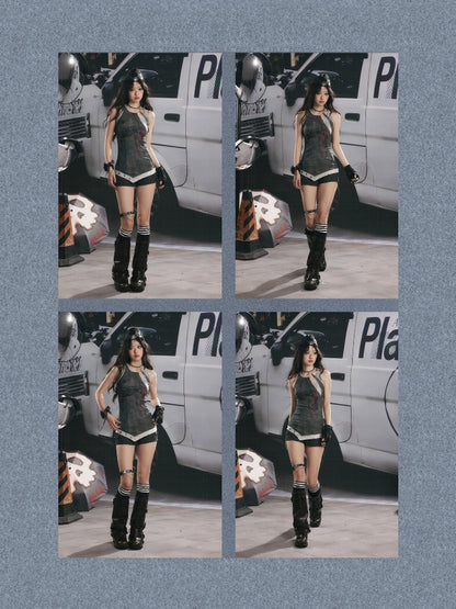 Patchwork Faux Layered Slim Fit Mid-Length Tank Top【s0000017328】