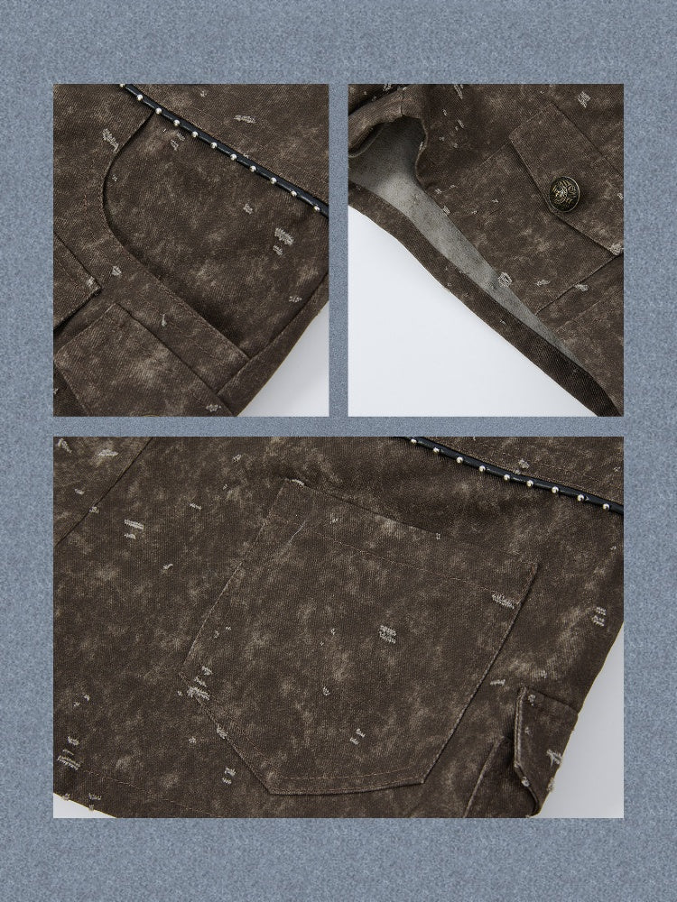 High-Waisted Button Down Distressed Ultra-Short Skinny Pants【s0000017329】