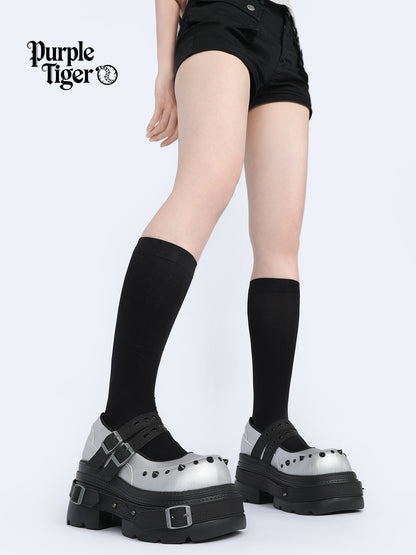 Cyberpunk Style Silver Mary Jane Platform Shoes【s0000017338】