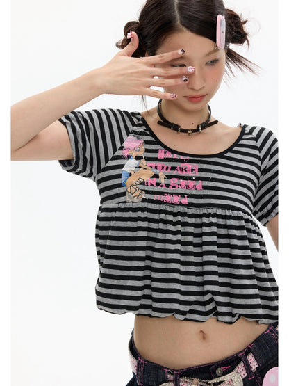 Jellyfish Stripe Hoodie T-Shirt【s0000017341】