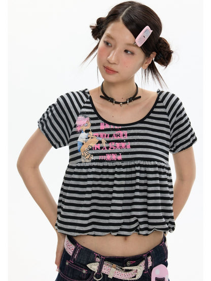 Jellyfish Stripe Hoodie T-Shirt【s0000017341】
