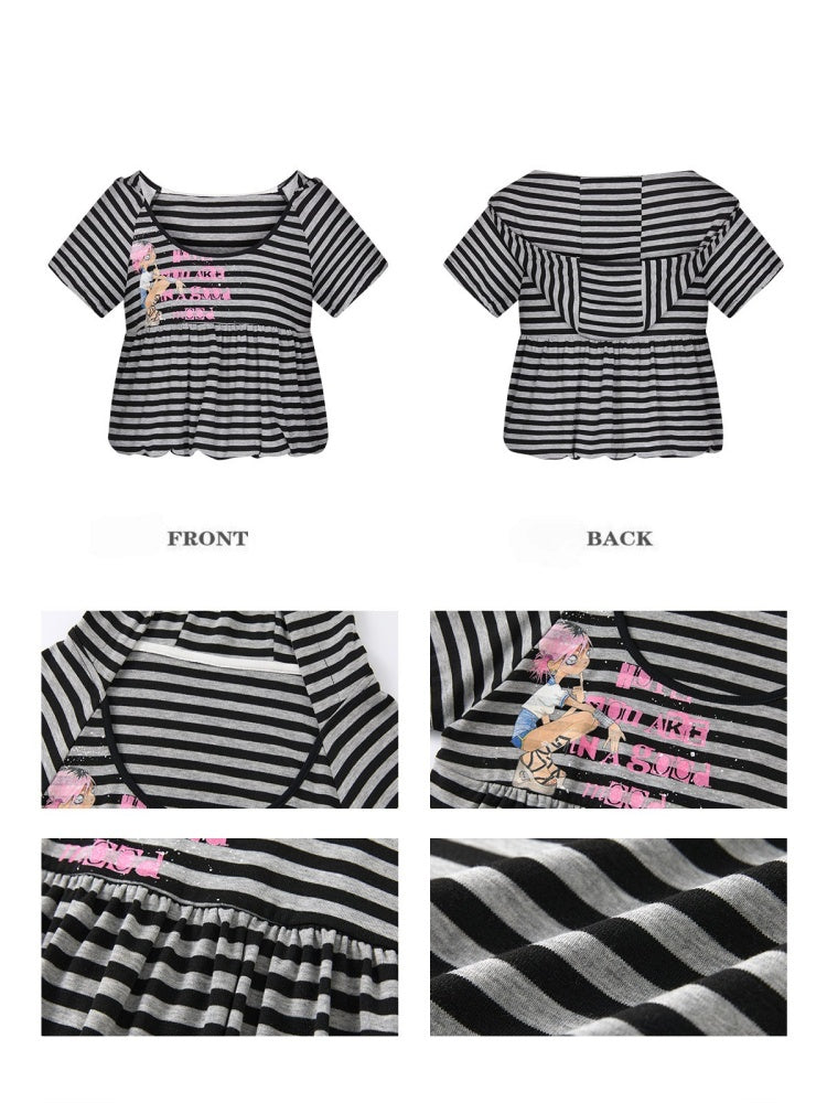 Jellyfish Stripe Hoodie T-Shirt【s0000017341】