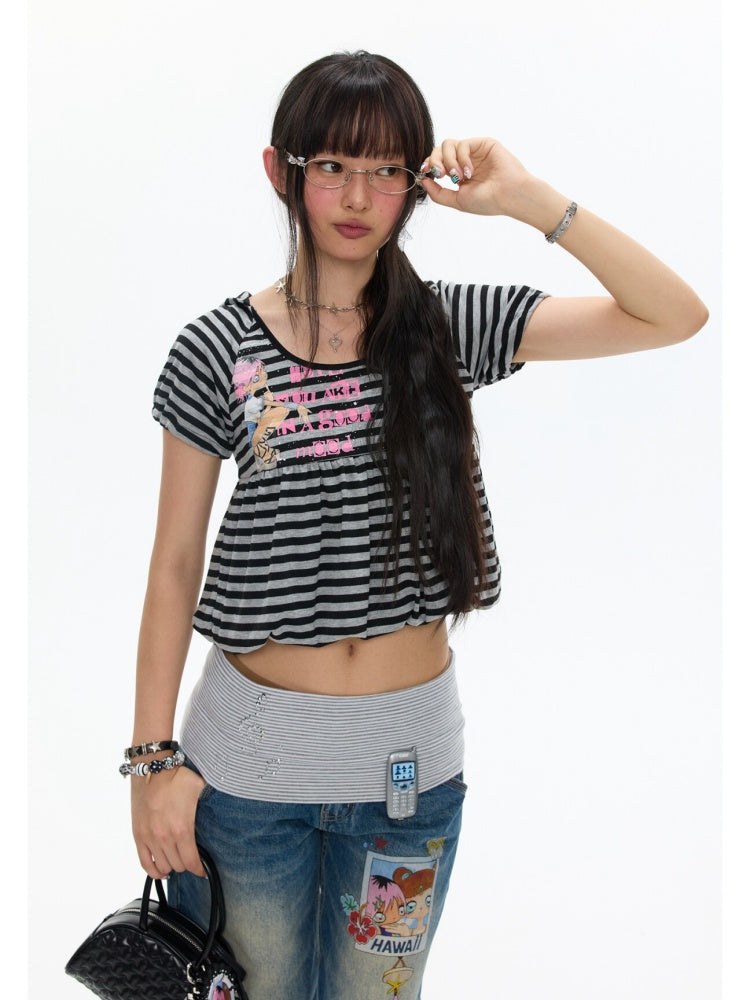 Jellyfish Stripe Hoodie T-Shirt【s0000017341】
